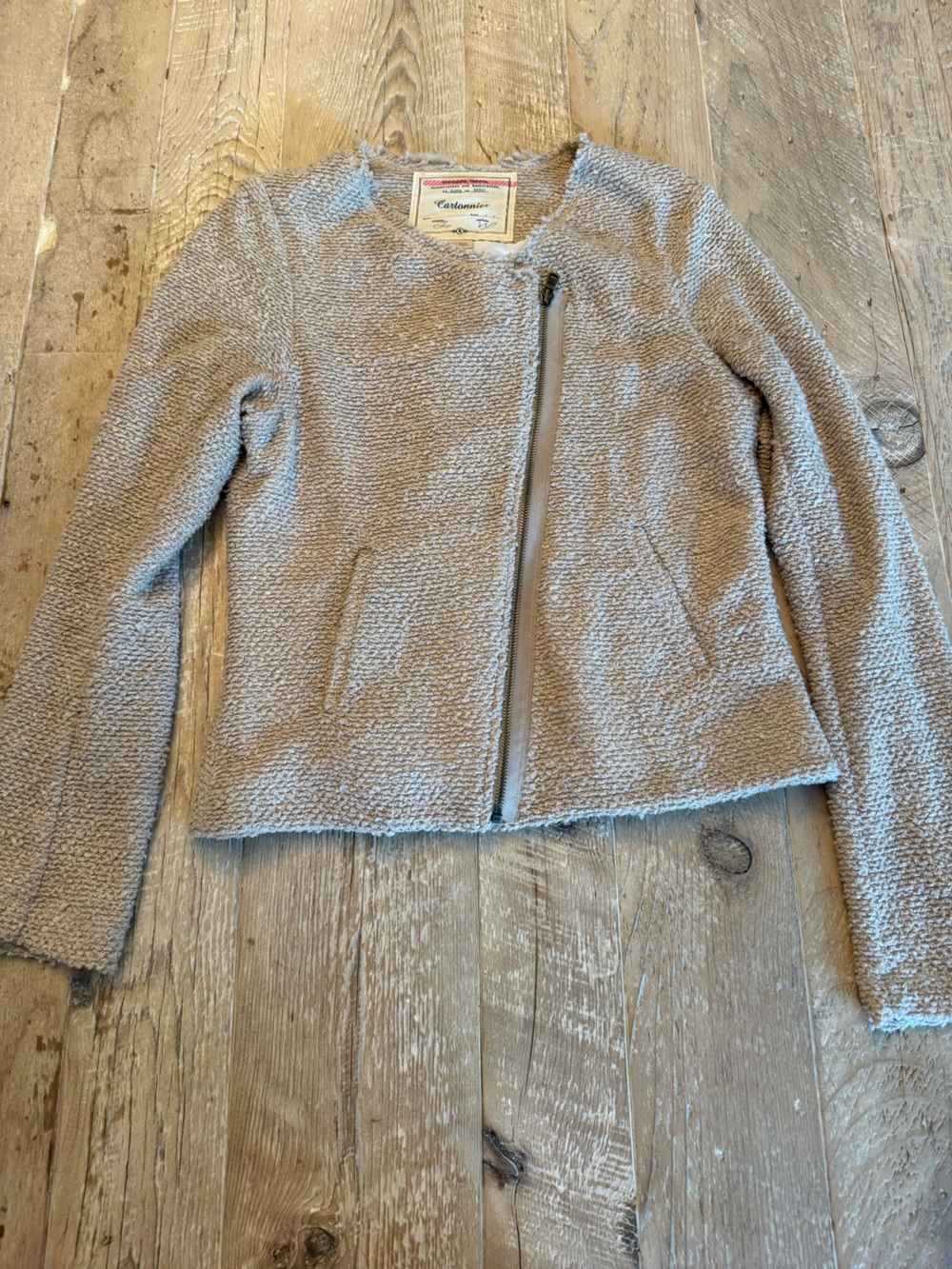 Cartonnier Anthropologie Zip-Up Sherpa Jacket in Light Tan M